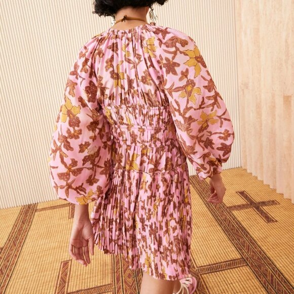 SOLD NWOT ULLA JOHNSON Sefia Silk Mini Dress in Hibiscus S $695 - Picture 8 of 13